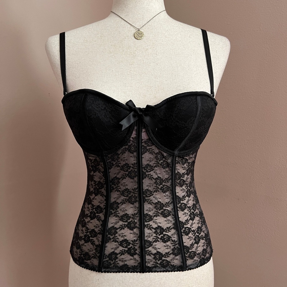 Victoria's‎ Secret Sexy Little Things Lace Bustier Corset Top Black 34C y2k Goth